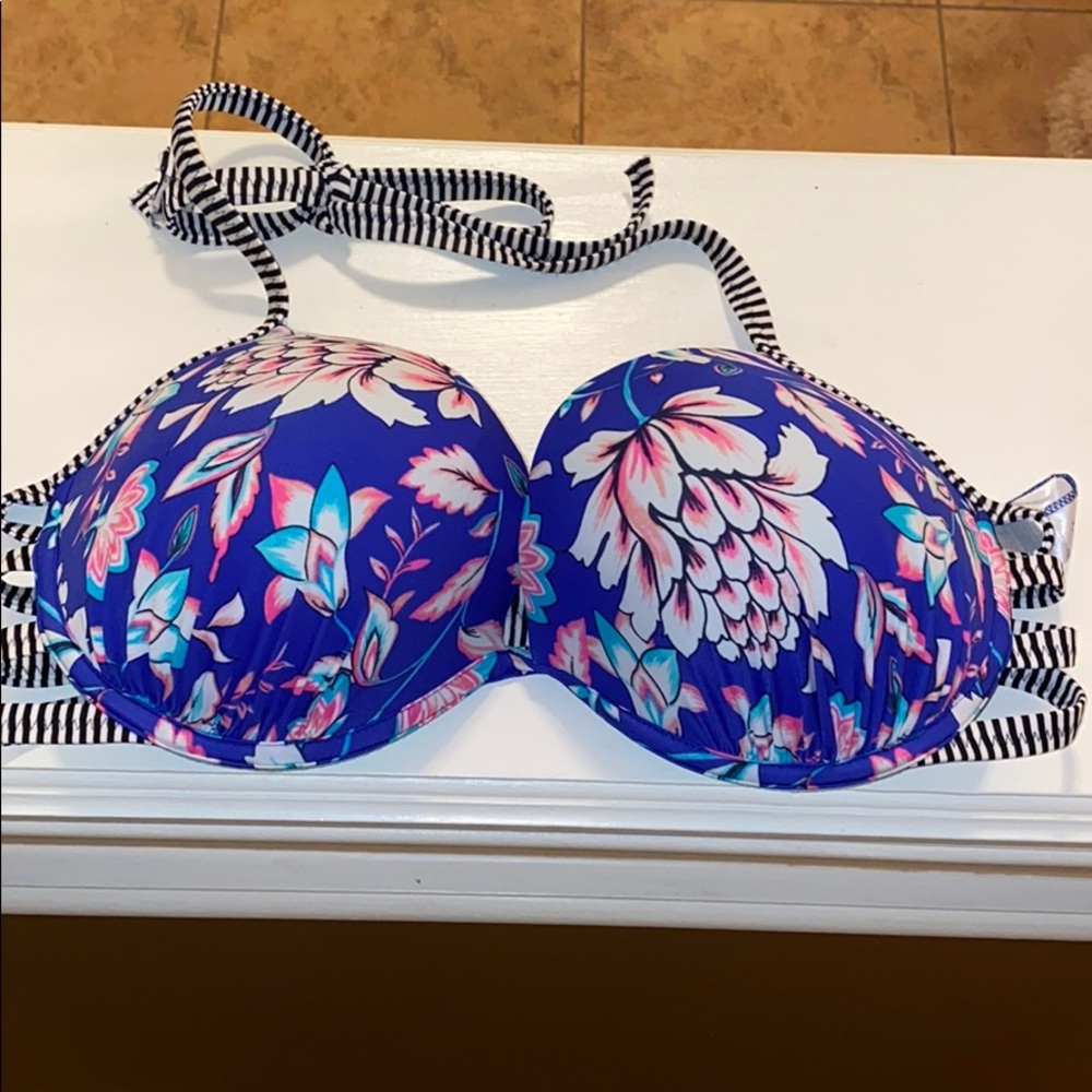 Blue Floral Bikini Top